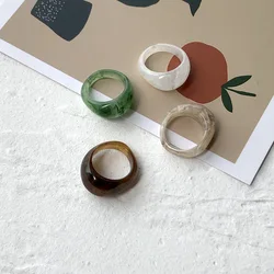 1 Pcs Korea Vintage Transparent Resin Colorful Rings Chic Colorful Acrylic Geometric Irregular Ring for Women Jewelry Gifts New