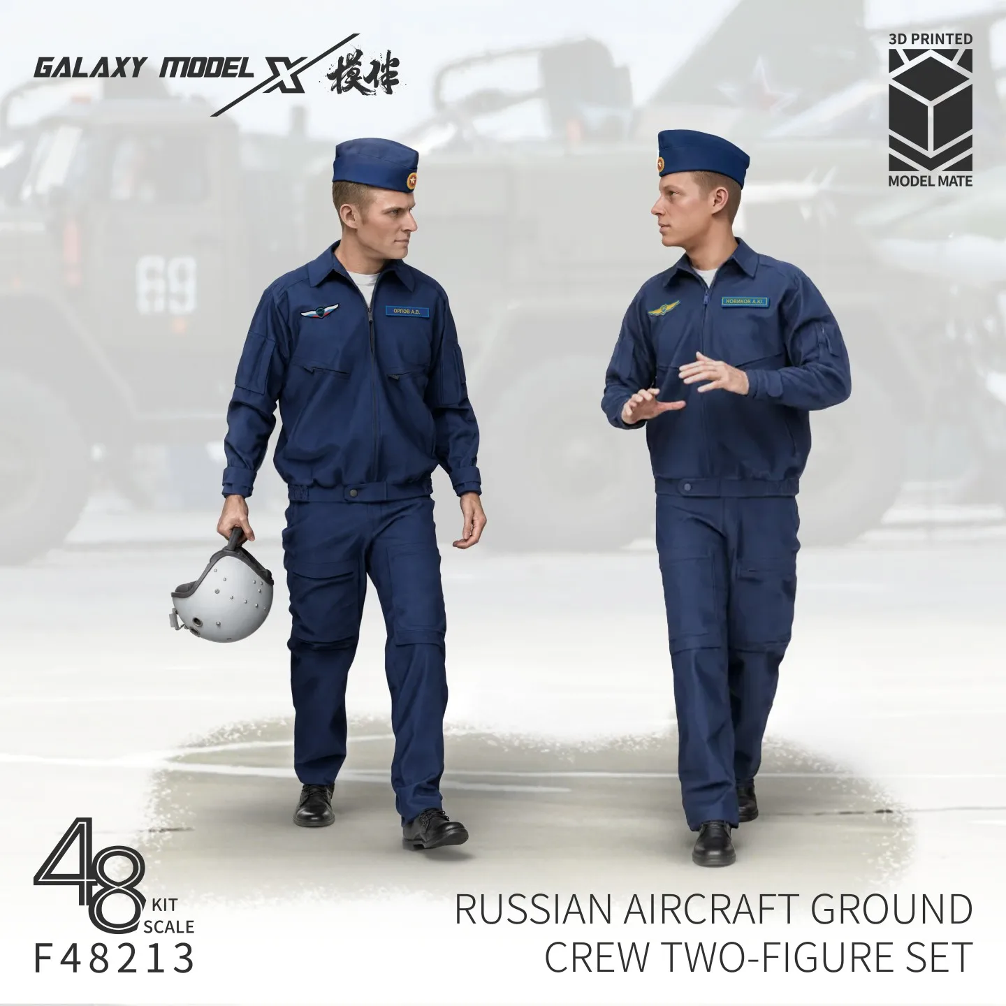 Galaxy 1/48 Scale 3D‑Printed Russian Aircraft Ground Crew 2‑Figure Set, Diorama Accessory for Military Model Hobby Builders