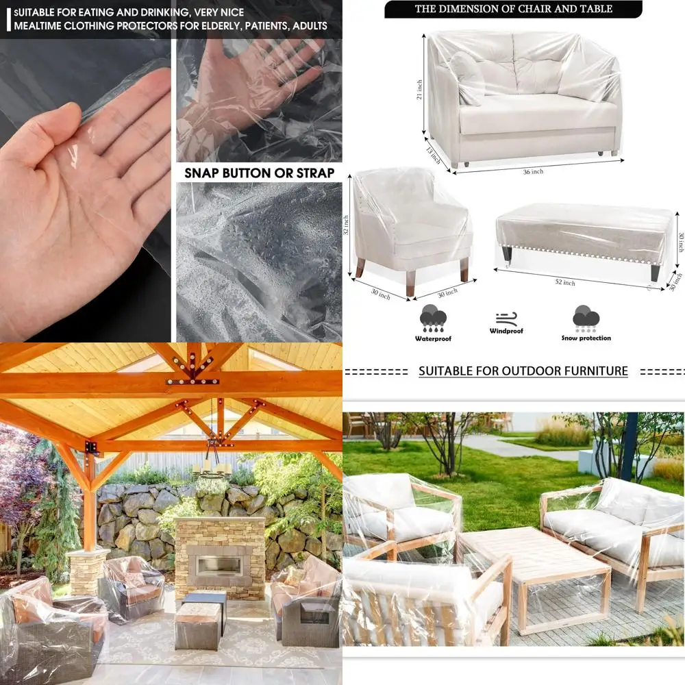 

4 прозрачных пластиковых чехла для уличной мебели или садовой мебели, водонепроницаемые, для столов и тяжелых уличных мебельных гарнитуров, 32 x 30 x 30