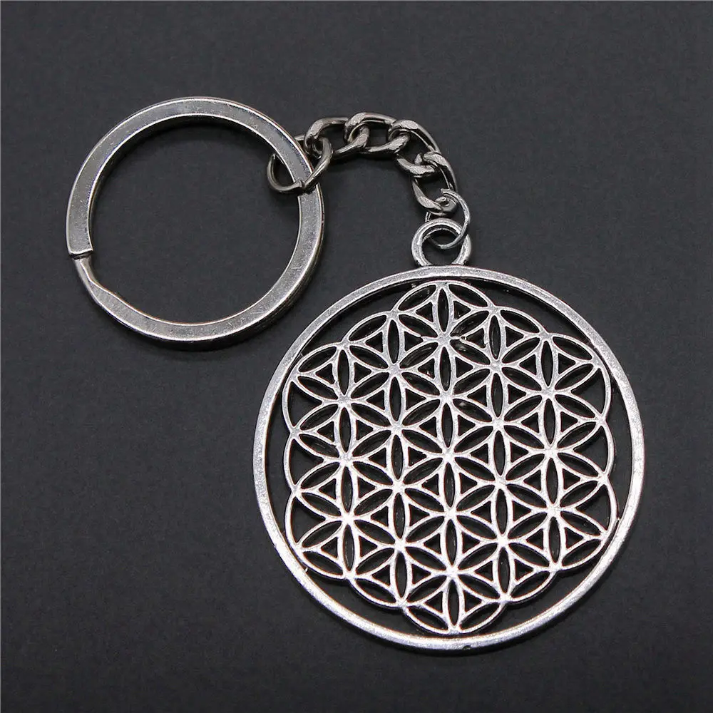 For You Girl Jewelry Flower Of Life Keychains 28mm Ring