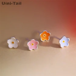 Uini-Tail hot selling new 925 Tibetan silver sweet flower earrings color dynamic exquisite trend high quality student jewelry