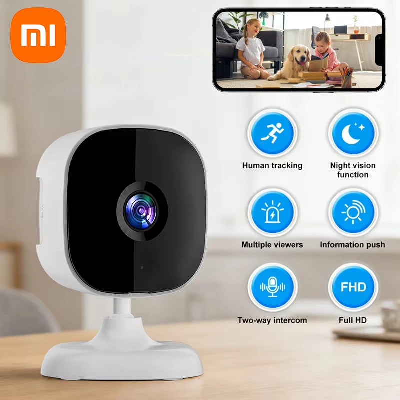 Cámara de Seguridad Inteligente Inalámbrica Xiaomi WiFi HD con Visión Nocturna, Mini Cámara Interior 2.4G con Control Remoto, Audio Bidireccional y Detección de Movimiento
