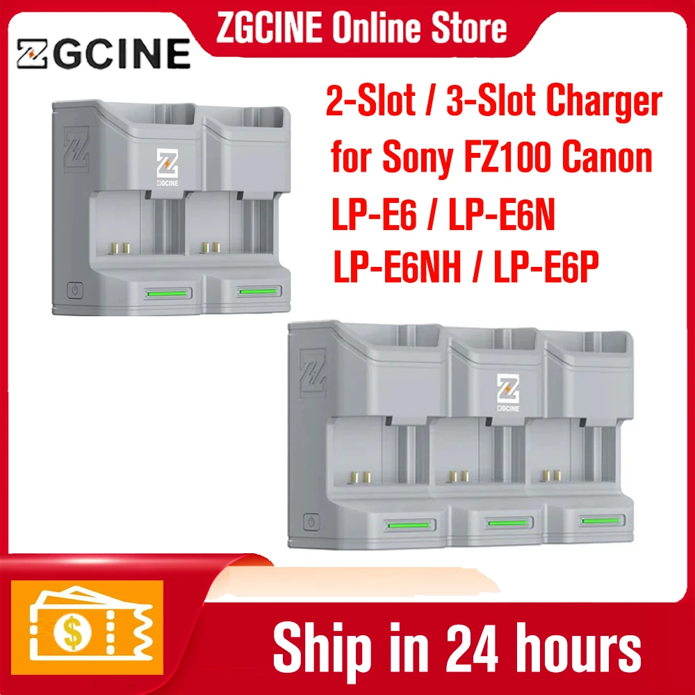 Зарядное устройство ZGCINE PC-LPE6 FZ100 для камер Sony A7IV, ZV-E1, A6700, FX3, Canon EOS R5, LP-E6/LP-E6N/LP-E6NH/LP-E6P