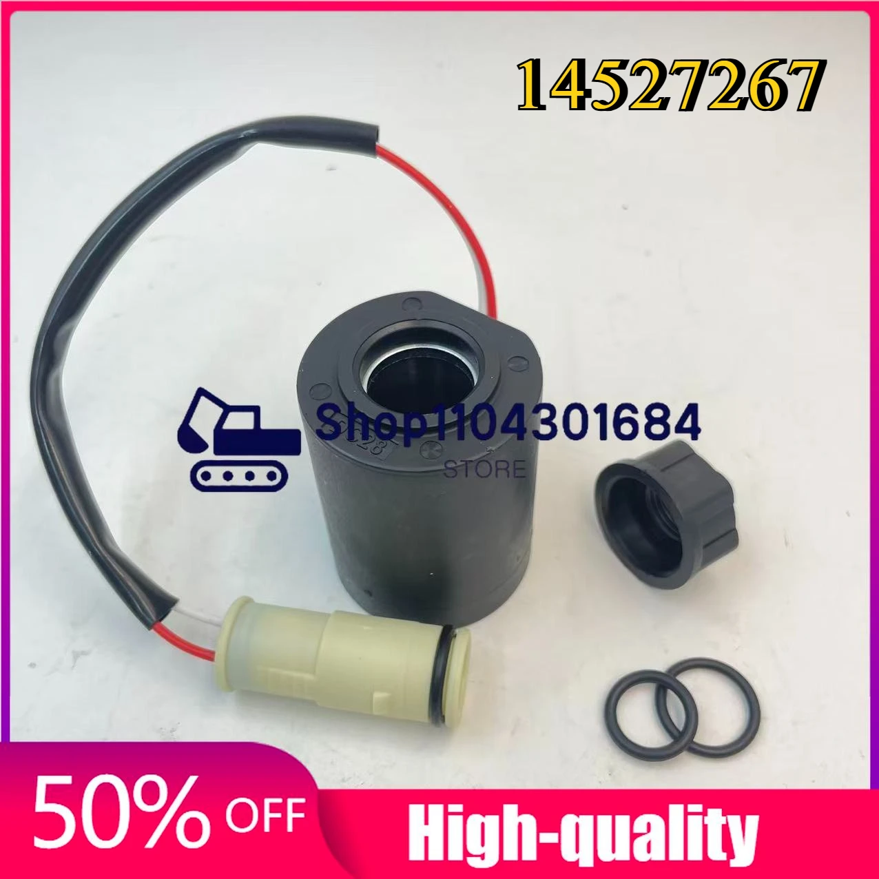 14527267 24V Solenoid Valve Coil (D:20/21MM, H:59MM) for Excavator EW145 EW145B EC160B EC210B EC240B EC290B EC360B