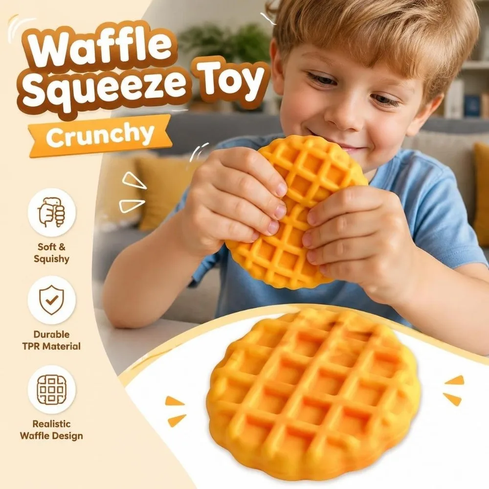 Crunchy Waffle Squeeze Toy Sound Effects Building Blocks Realistic Dessert Pinch Comfortable Hand Relax Sensory Stress Ball