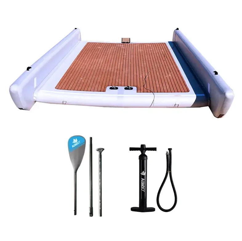 5M Inflatable Pontoon Fishing Boat Towable Tubes Outdoor Camping Air Tent Swim Platform 6 Person