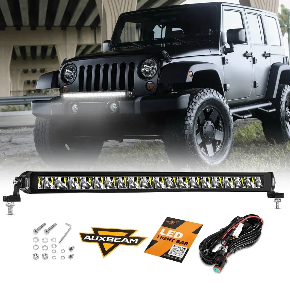 AUXBEAM SP-BASIC SERIES 22 inch LED Light Bar with Wire Harness Off Road Anti-Glare LED Driving Light DRL Spot Beam White Light