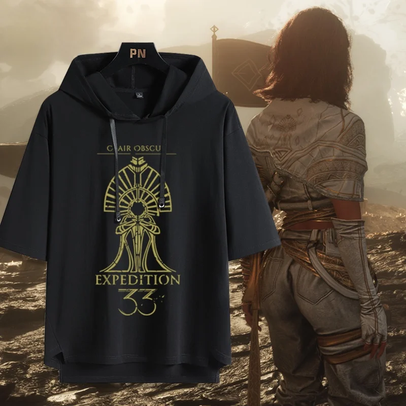 Clair Obscur Hat T-Shirt Short Sleeve Unisex Cotton Polyester Blend Summer Fashion RPG Game Themed Crew Neck Sweatshirt