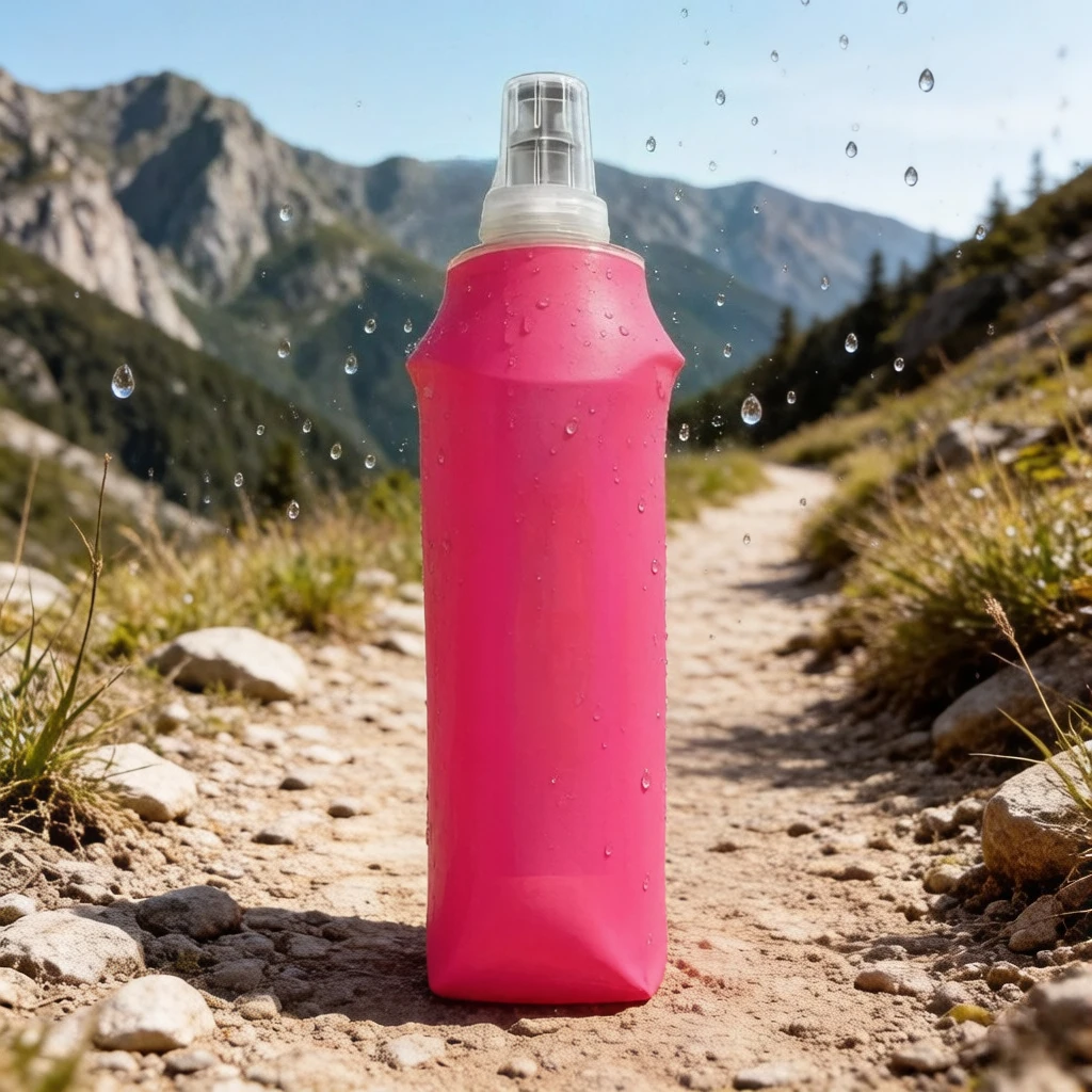 Składana silikonowa butelka na wodę z zaworem do picia, 150ml/250ml/500ml, przenośna, idealna do biegania, na kemping, wędrówki i podróże. — zdjęcie 2