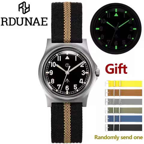 RDUNAE RA01 Quartz Watch Retro Military 316L Stainless Stee Super Luminous Wristwatch Mineral Glass Waterproof 5ATM Men Watches