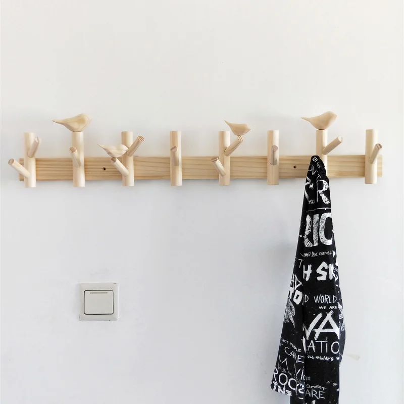 

Creative Wooden Clothes Hanger Living Room Indoor Hook Hotel Clothes Hanger Bedroom Wall Cabides Para Roupas Home Accessories