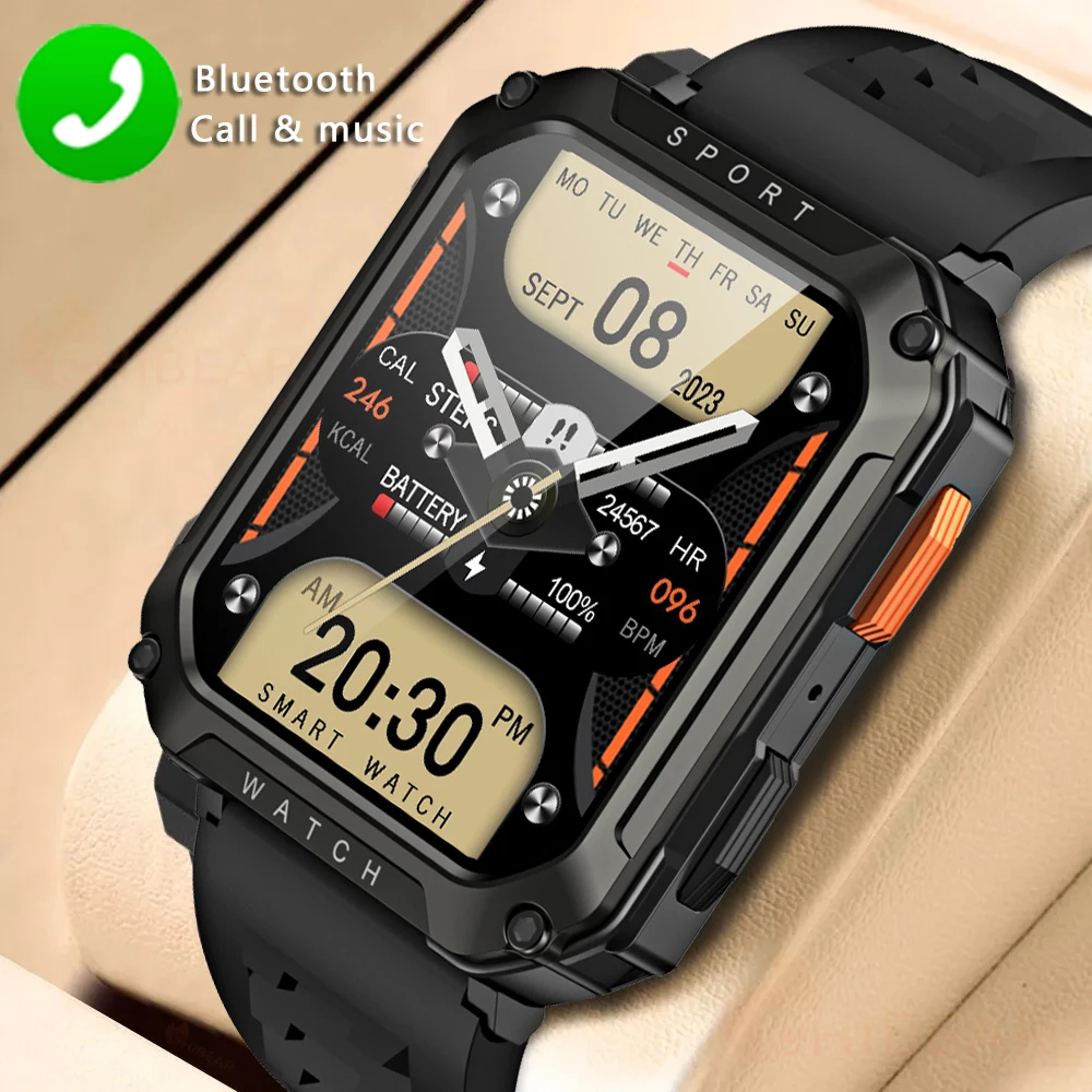 

Rugged Military Men Smart Watch For Android IOS Ftiness Watches IP67 Waterproof 2.01'' AI Voice Bluetooth Call Smartwatch 2023