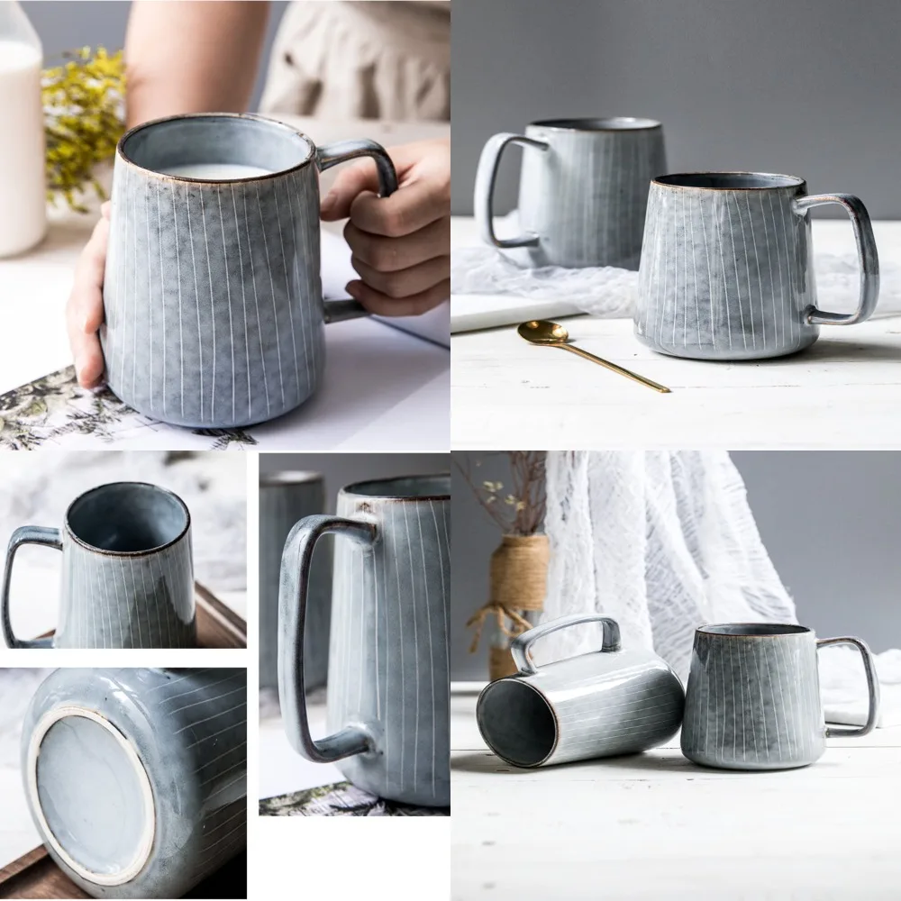 

Creative and Elegant Unique Retro European Ceramic Mug with Spoon - Ideal Office Drinkware with 650ml Capacity - Perfect Gift fo
