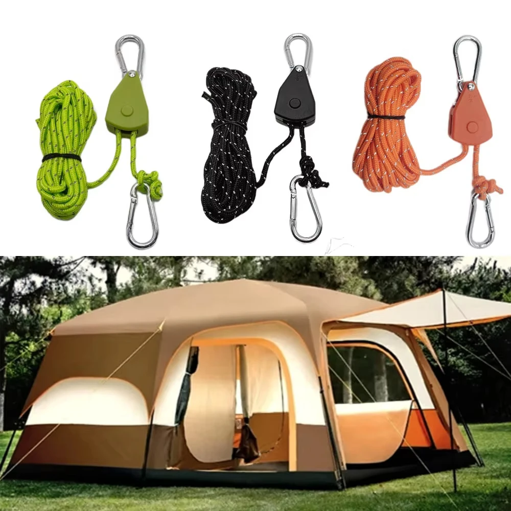 

6 шт., уличный шкив, веревка для кемпинга, палатка с навесом, светоотражающим ветрозащитным шнуром и металлической системой регулировки высоты шкива