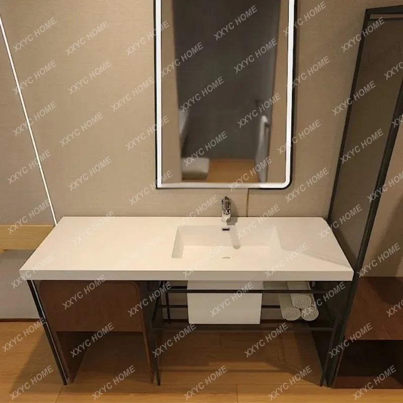 A Hotel simple wash basin seamless artificial stone integrated basin bathroom cabinet acrylic gel clothes washstand basin