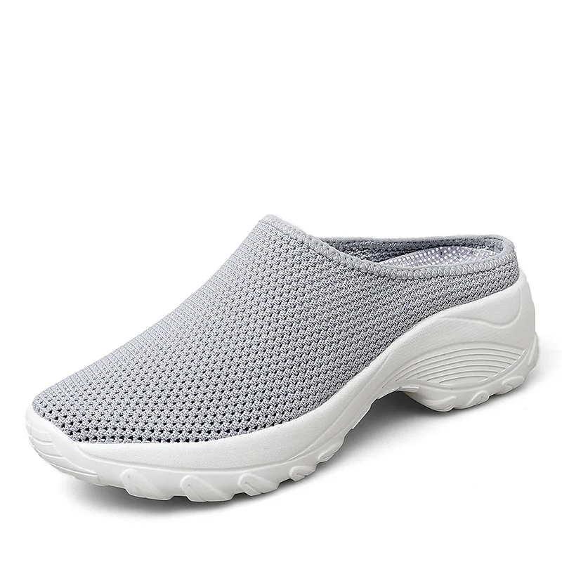 Women's Half Slippers Summer Breathable Mesh Platform Shoes Baotou Casual Shoes Light Walking Slipper Lady Loafers Zapatos Mujer