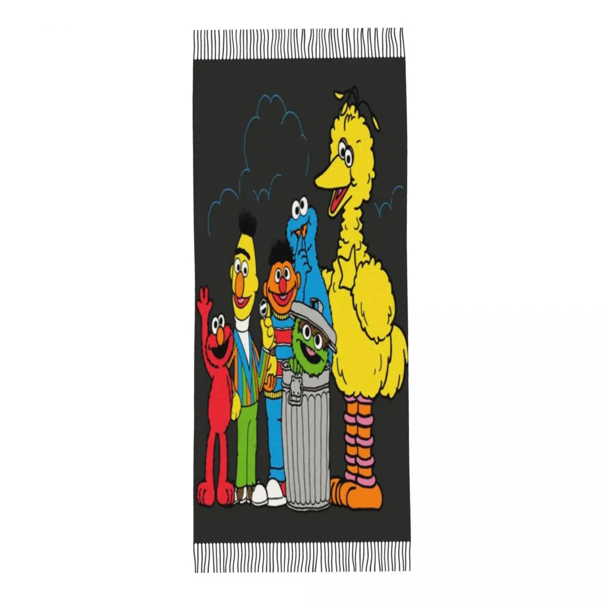 مخصص أنيق كوكي الوحش البرامج التلفزيونية شرابة وشاح المرأة شتاء دافئ شال التفاف السيدات الأوشحة #5