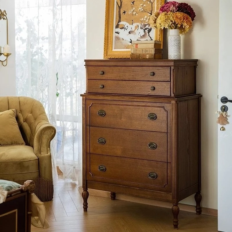 

Retro chest of drawers, living room, bedroom side cabinet, household drawer storage locker, medieval entrance locker