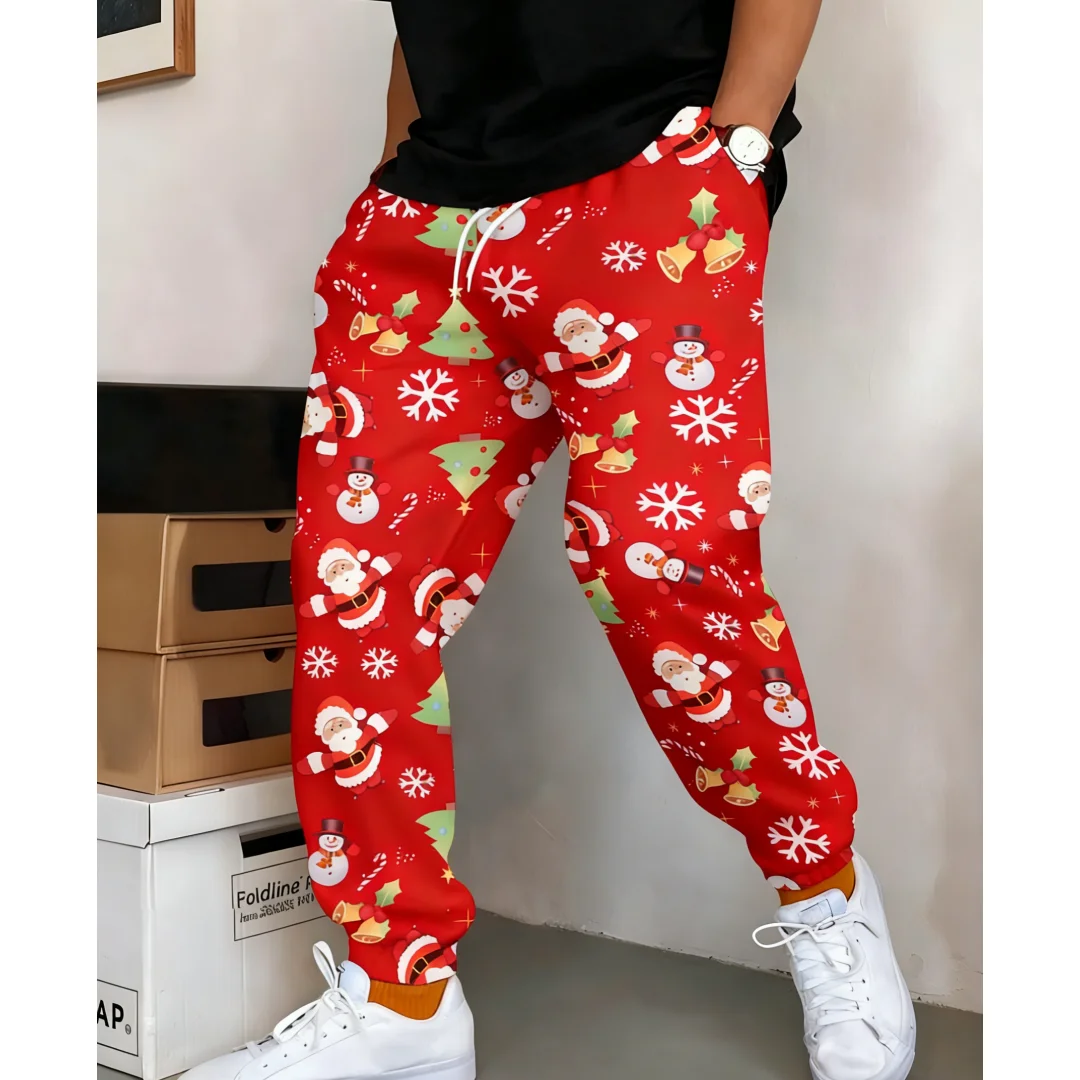 

2026 New Christmas Style Men's Sweatpants 3D Santa Claus Snowmen Print Pants Fashion Versatile Trousers Daily Casual Man Clothes