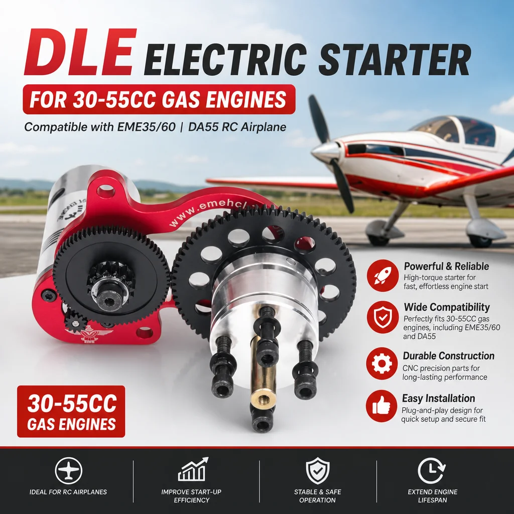 

DLE Electric Starter for 30-55CC Gas Engines Compatible with EME35/60 DA55 RC Airplane