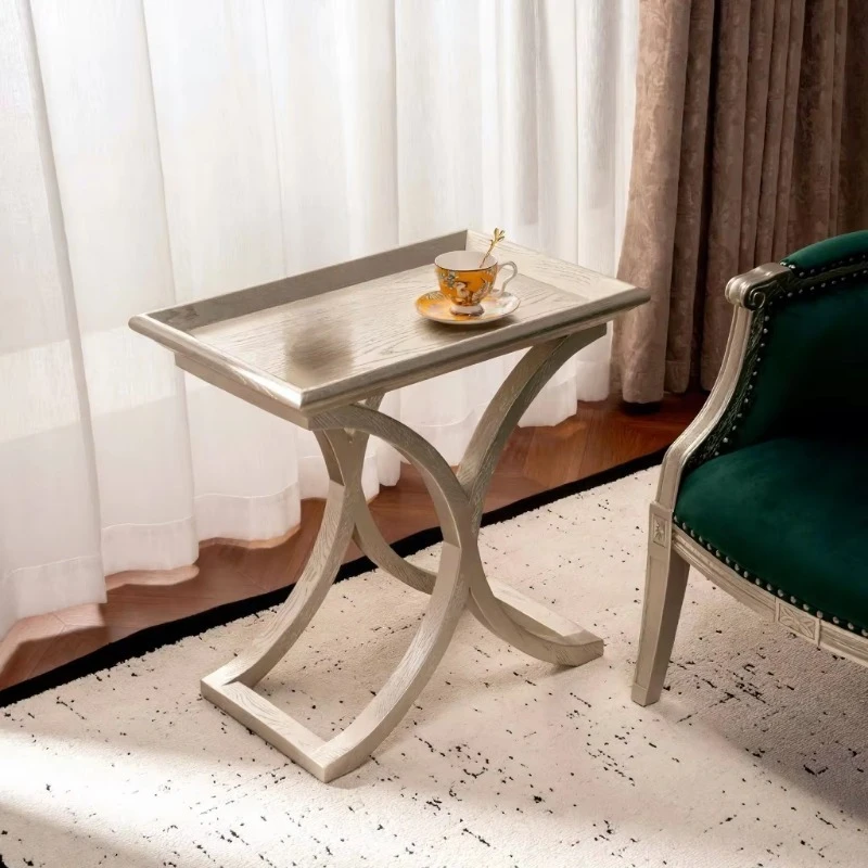 Modern solid side table with tray and base coffee table suitable for living room and bedroom
