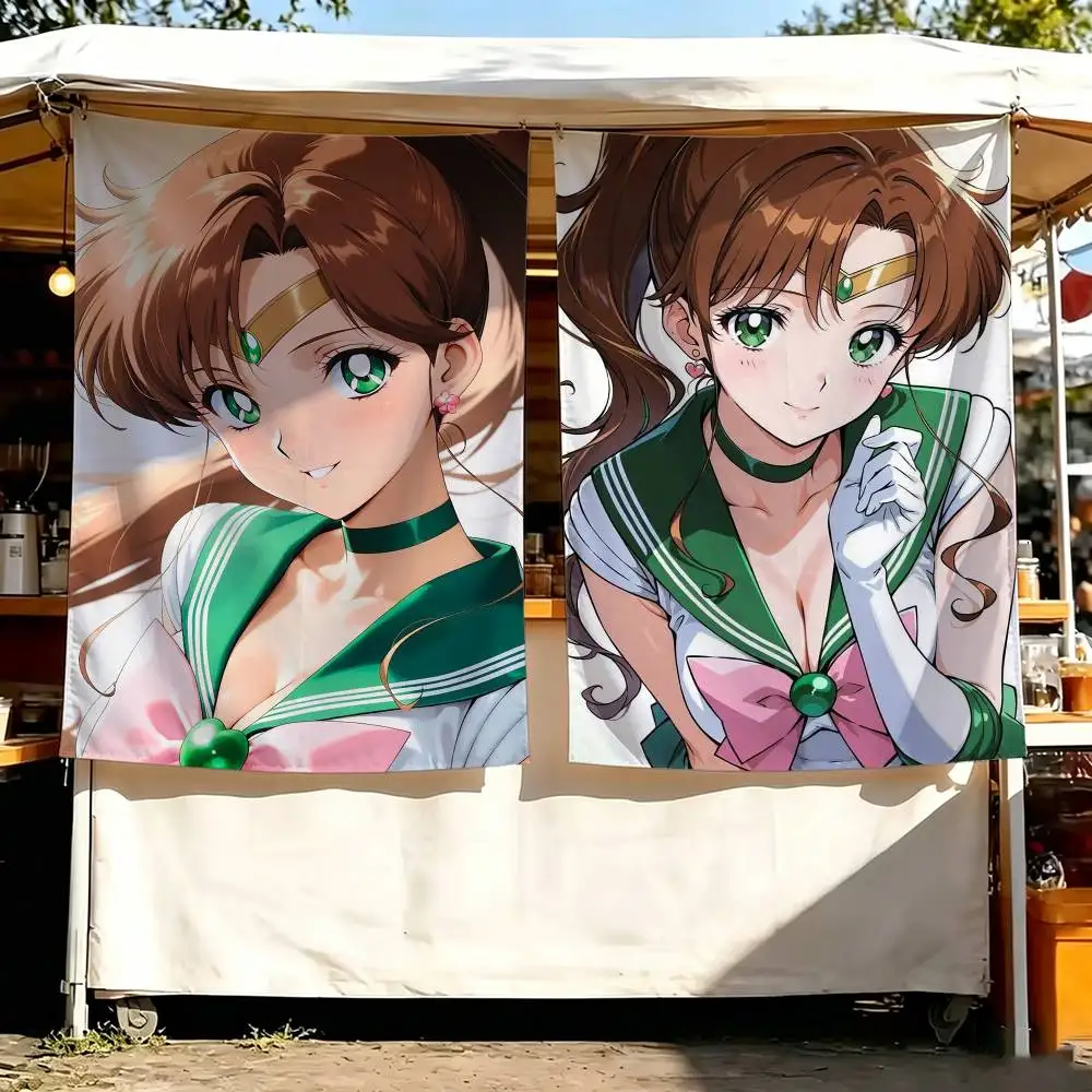 S-Sailor Moon Kino Makoto Art Hanging Flag Wall Banner for Bedroom Home Outdoor Decoration