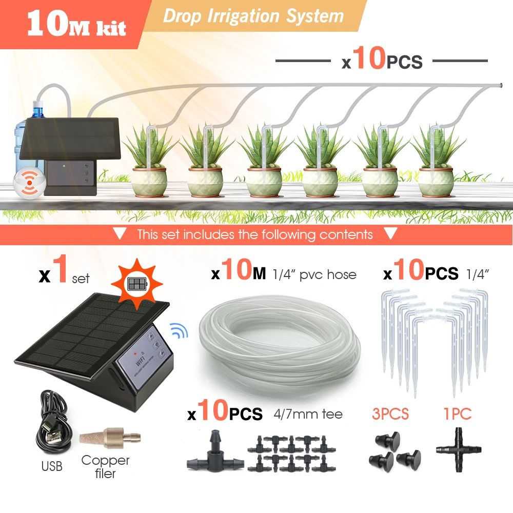 Tuya Wifi-Compatibiliteit Zonne-Energie Timer Pomp Automatische Druppelirrigatie Kit Tuin Mobiele Telefoon Afstandsbediening Bewateringssysteem