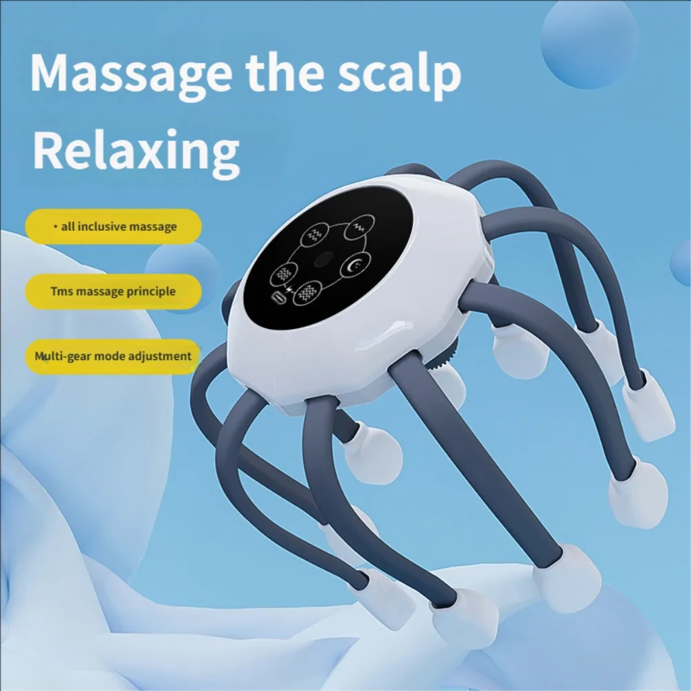 Octopus Claw Eight Claw Massager USB Charging Therapeutic Scratch Pad Electric Head Massager Therapeutic Electric Scalp Massager