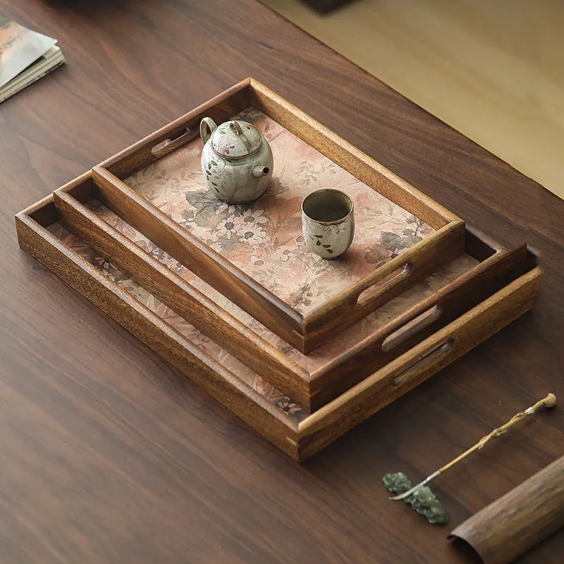 Chinese Wooden Tea Tray Serving Decorative Accessories Table Ceremony Tea Tray Living Room Hospitality Bandejas Home Products