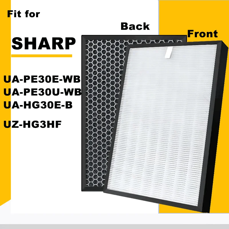 UZ-HG3HF Replacement True HEPA and Carbon Filter for Model UA-PE30E-WB UA-PE30U-WB Sharp Air Purifier