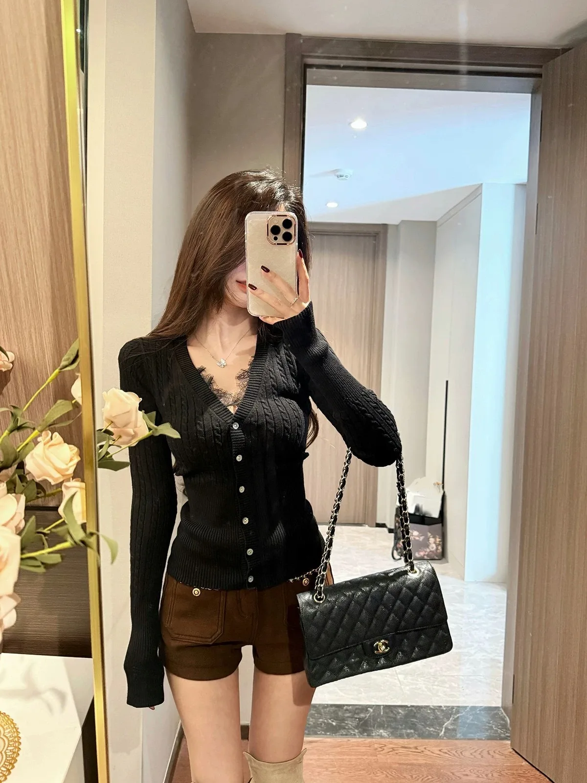 

Сексуальный вязаный свитер с кружевными вставками для женщин: дизайнерская модель, базовый слой, внутренняя одежда, кардиган, осень-зима, мягкий хлопок, Ciwalk