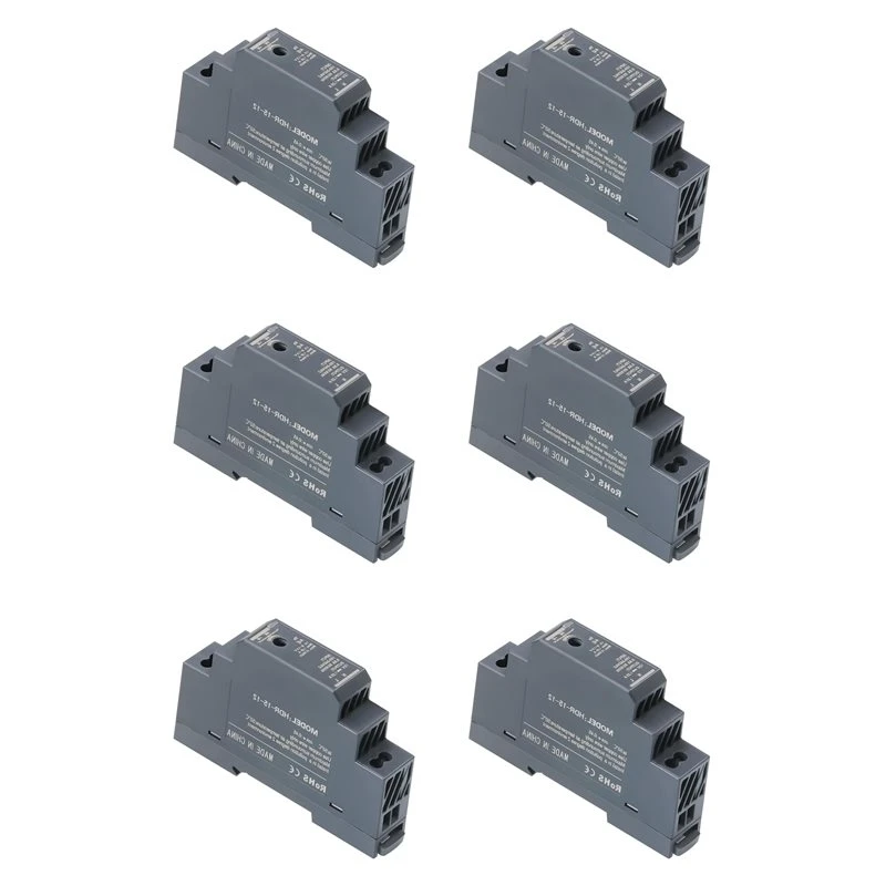 AS94-6X DIN Rail Power Supply 12V DC 1.25A 15W, Input 100-240V AC 50/60Hz DIN Rail Transformer