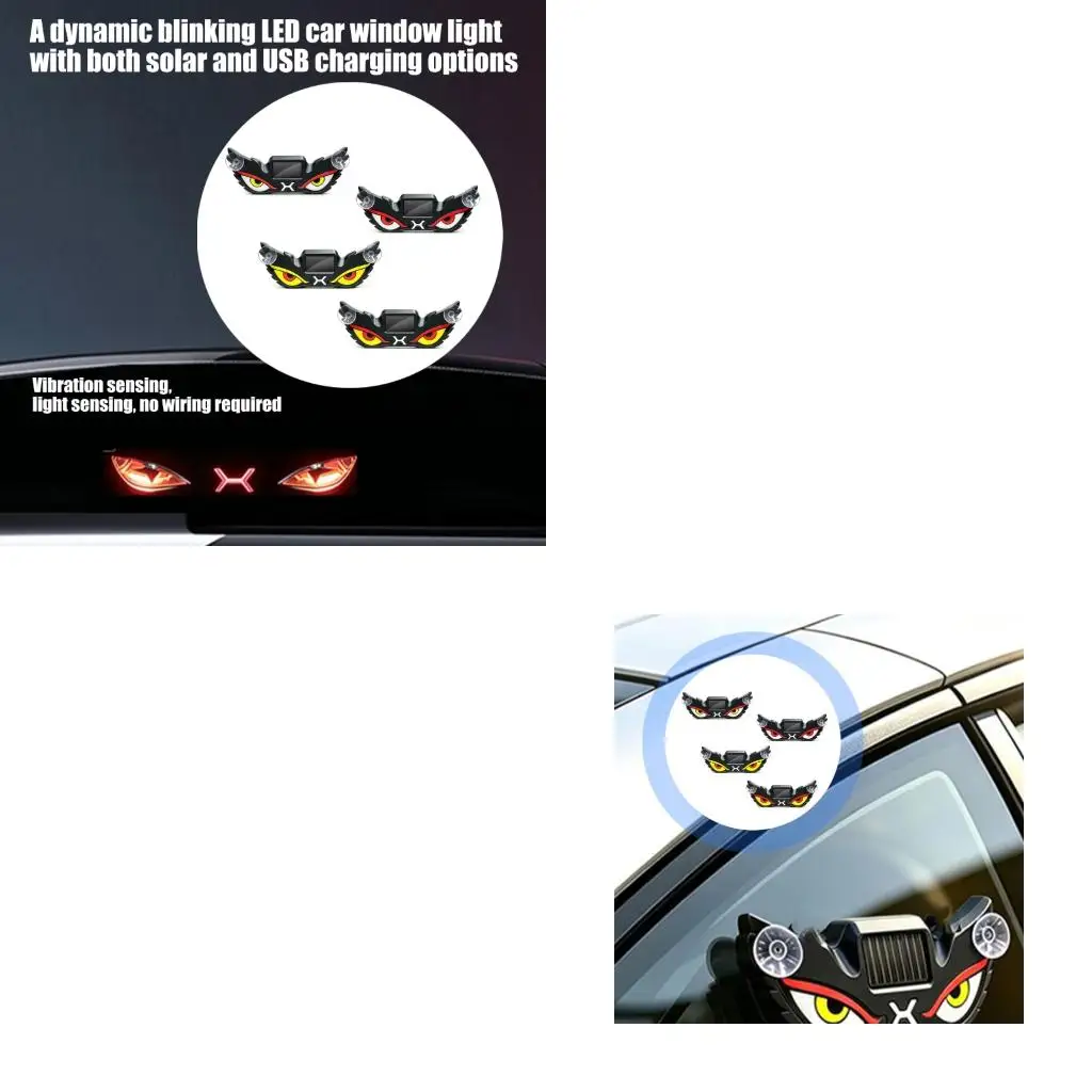  Vehicle Window Decoration Light with USB Charging & Blinking Eye LEDs for Decors