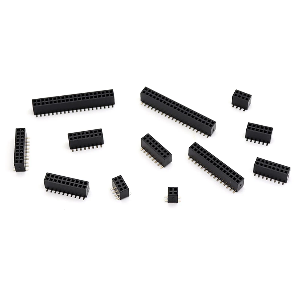 10pcs SMT 1.27mm Double Row Female Breakaway PCB Board Pin Header Socket Connector  Pinheader 2x2P/3/4/5/6/7/8/10/12/20/40P