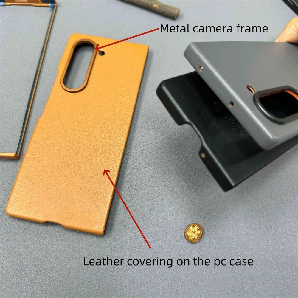 Genuinely Crafted Leather Case For Samsung Galaxy Z Fold6 5G, Fold 6 Case Business Cover, Plain Color, Gray, Brown, Black Colors