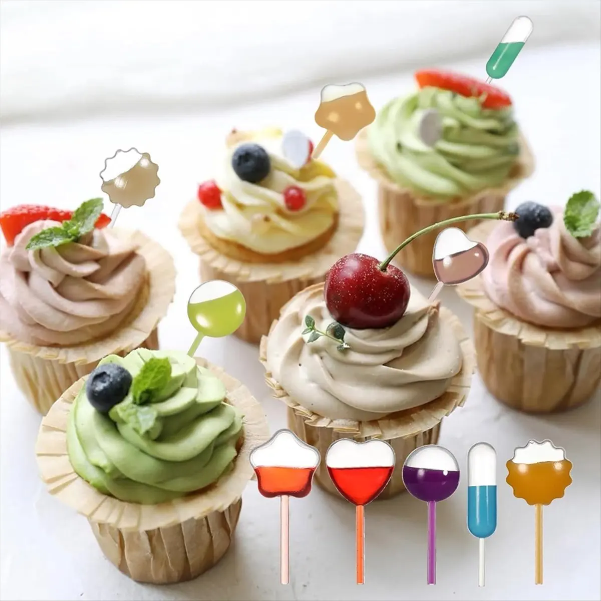A75K 100 Piece Paper Cupcake and Jam Dropper Decoration Set, Plastic Eye Dropper, Dessert Pipette (Heart-Shaped)