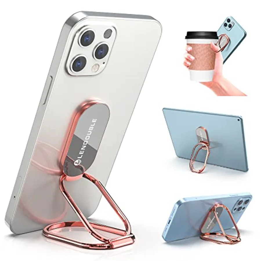 

Adjustable Cell Phone Stand for Desk, Portable Phone Ring Holder Finger Kickstand Foldable Desktop Hand Grip, 360° Rotatable Lo