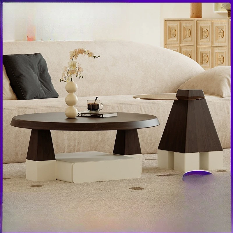 Italian black walnut irregular-shaped coffee table, floor-standing designer style, unique and creatively fashionable