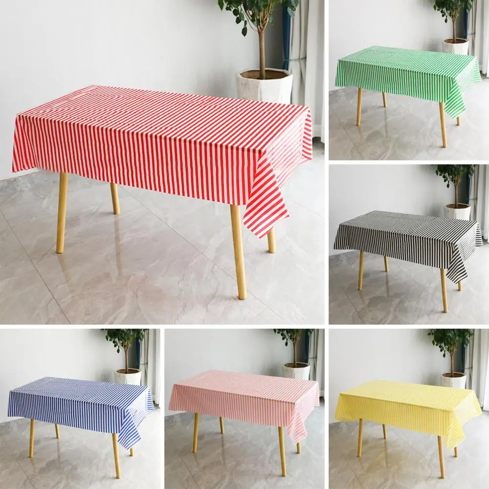 Disposable Rectangular Tablecloth Stripes Print Waterproof Tear Resistant Home Decoration Dining Table Cover Party Supplies