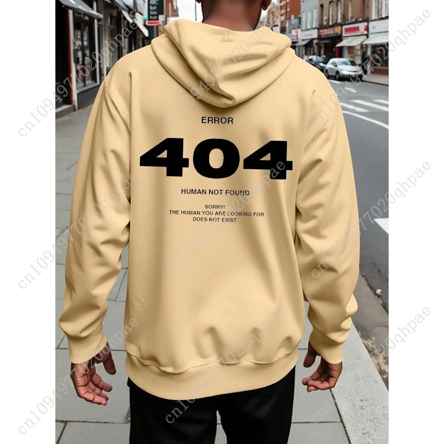 سترة بغطاء للرأس للرجال على طراز الهيب هوب خطأ 404 بشري لم يتم العثور عليها سترة بقلنسوة للرجال مع أرقام مطبوعة