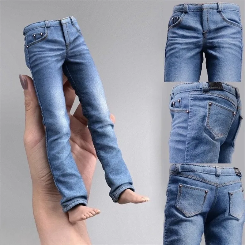Jeans réalistes délavés à Texture Vintage, Styles masculins et féminins, pantalons Slim Fit, modèle de vêtements pour figurines de poupée de 12 pouces, échelle 1/6