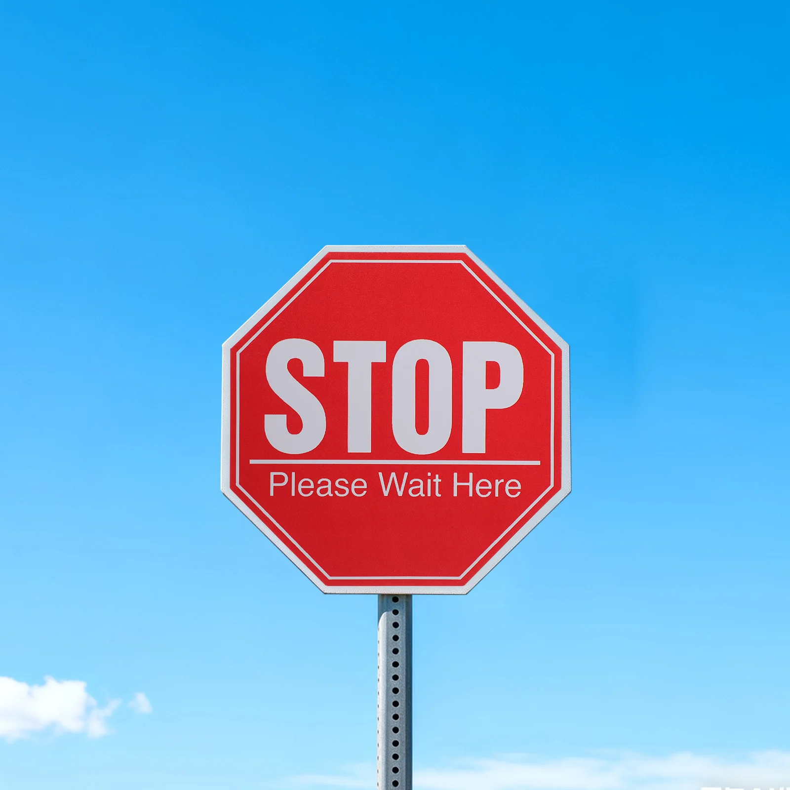 5 Sheets Social Distancing Floor Decals Stop Please Wait Here PVC Stickers Public Safety Distance Awareness Signs