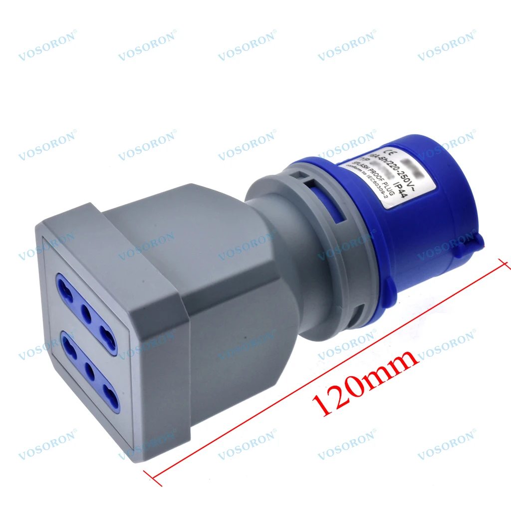 IP44 16A RV محول القابس IEC309 316P6 إلى المزدوج إيطاليا 10A/16A محول المخرج