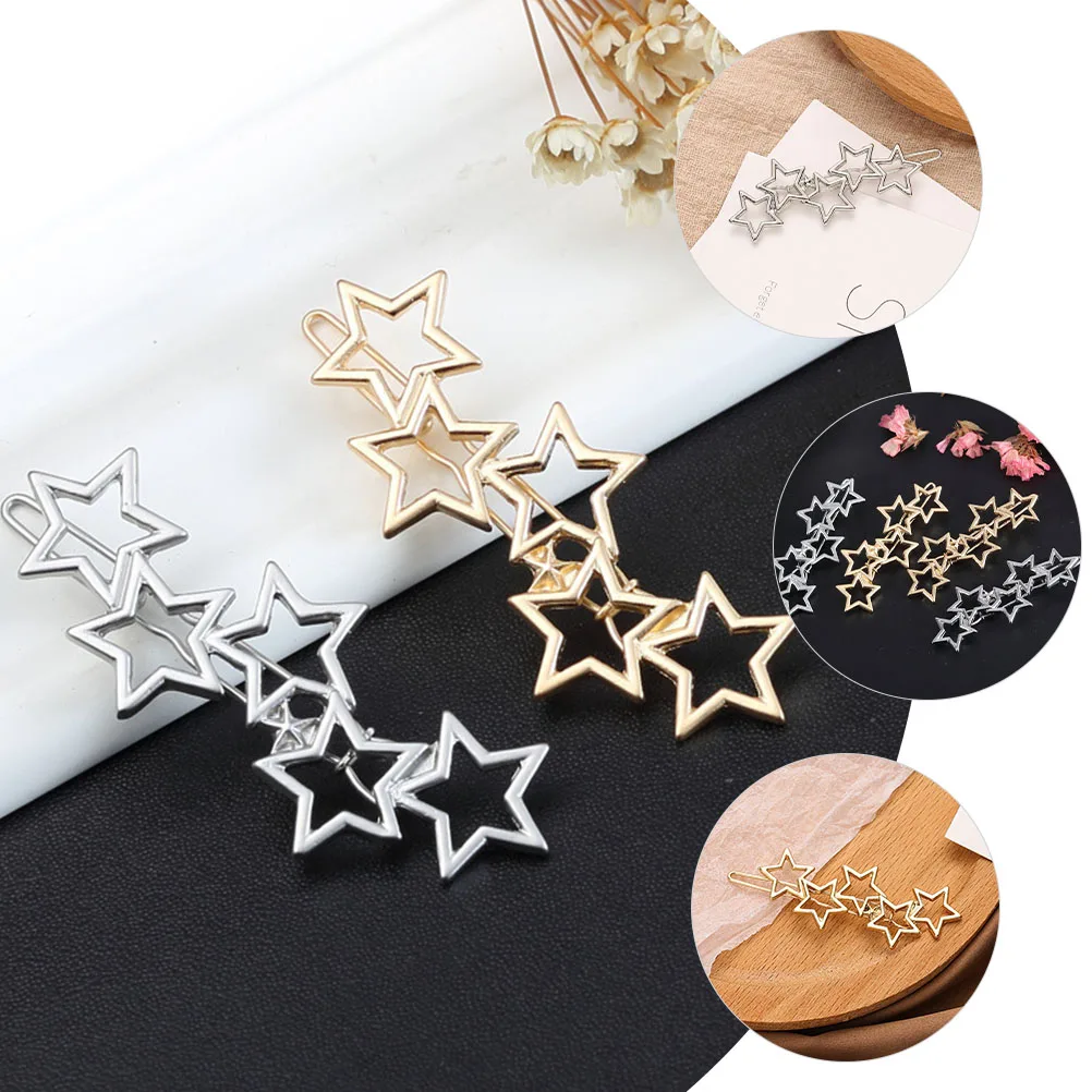 

6pcs Star Hollow Snap Hair Barrettes Accessories For Women Alloy Decorative Styling Women Accessories Sectioning