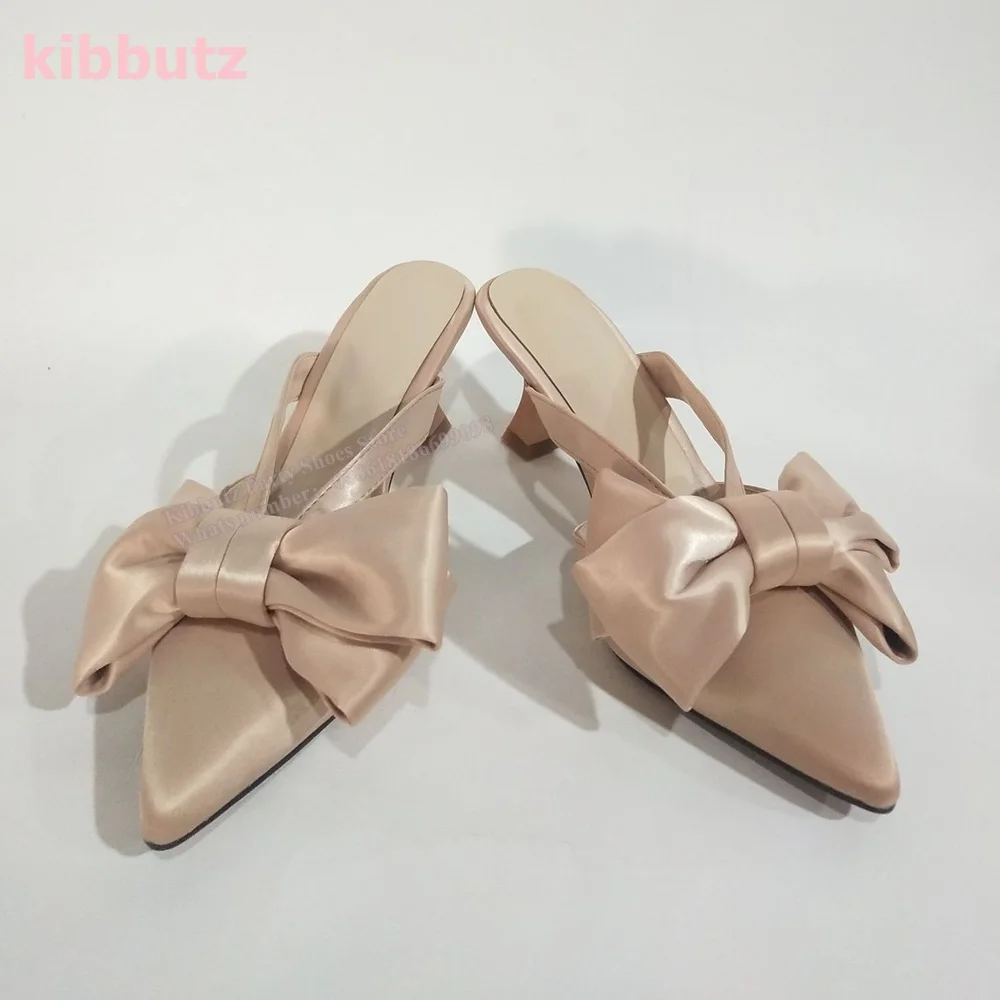 Satin spitzen Zehen seltsamen Stil Hausschuhe Schmetterling-Knoten solide lila Slip-On Sandalen Mode elegant prägnant neueste Größe 42