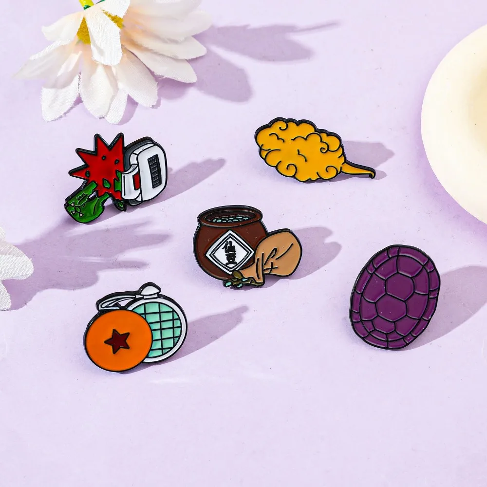 5 pezzi Hot Blooded Anime Spilla Magic SENZU BEAN Smalto Pin Distintivo in metallo Gioielli Abbigliamento Zaino Accessori Regalo per gli amici