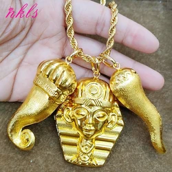 African Dubai Pendant with Chain for Women 60cm Necklace Men Head Pendant Hip Hop Fashion Jewelry for Party Gift