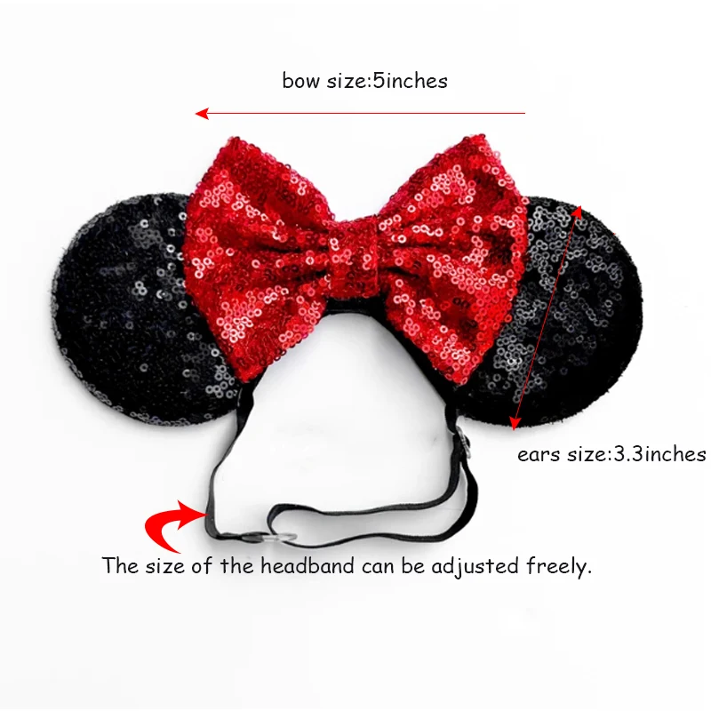 New Disney Ears Adjustable Elastic Headband Adult Mickey Mouse Nylon Hairband Kids Hair Accessories Festival Trip Party DIY