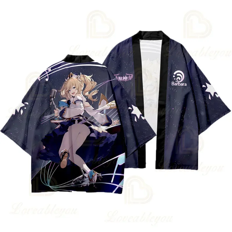Genshin Impact Cosplay Kimono Japanese Anime Liyue Klee Zhongli Cloak Haori Harajuku Summer Clothing for Adults and Children