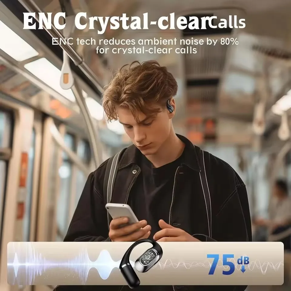 Earphone Bluetooth Nirkabel Dengan Pengurangan Kebisingan Panggilan ENC Cerdas Dan Tanpa Kebocoran Suara Earphone Nyaman Dan Stabil
